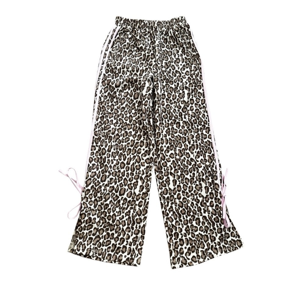 Le Lis Leopard Print Track Pants, Pink Ties, Size Small, Polyester Spandex